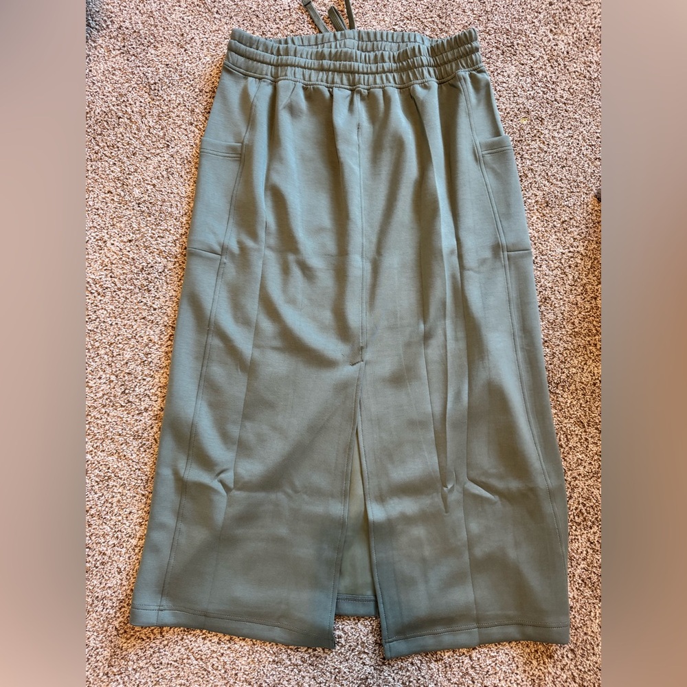 Rae Mode Scuba Long Skirt with Drawstring Waist GRP B Sage Leaf - Picture 3 of 7
